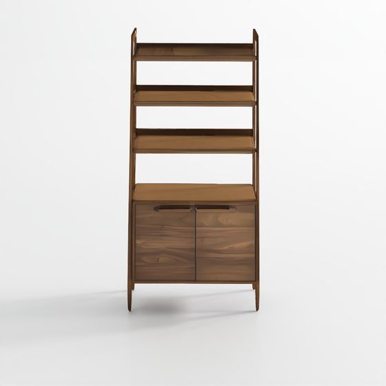 Tate 36 Walnut Wood 3-Shelf Storage Bookcase Cabin