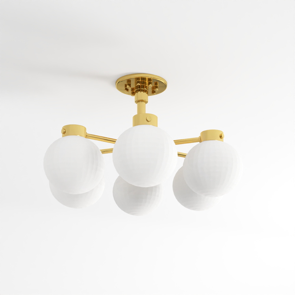 Đèn Trần Gắn Áp Trần Sáu Bóng Đồng Đánh Bóng Marra