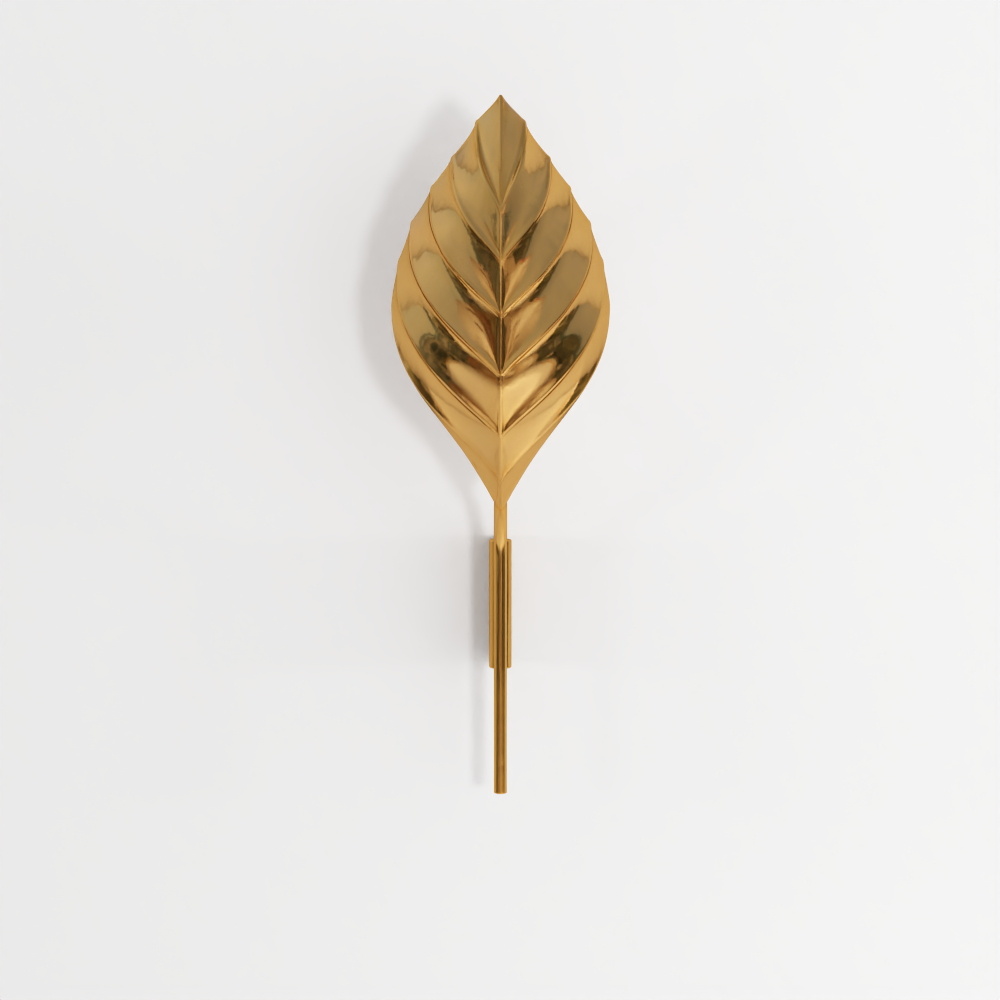 Applique murale feuille Amalia en laiton non verni