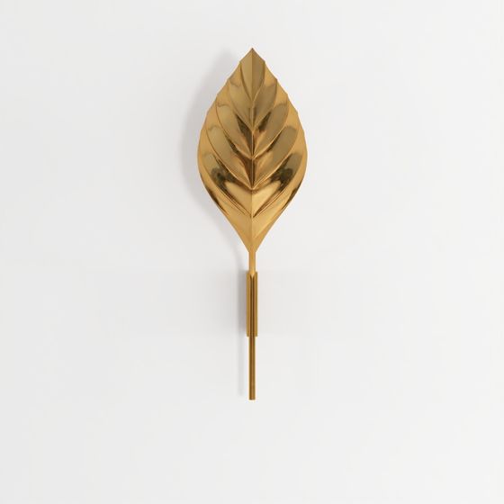 Applique murale feuille Amalia en laiton non verni