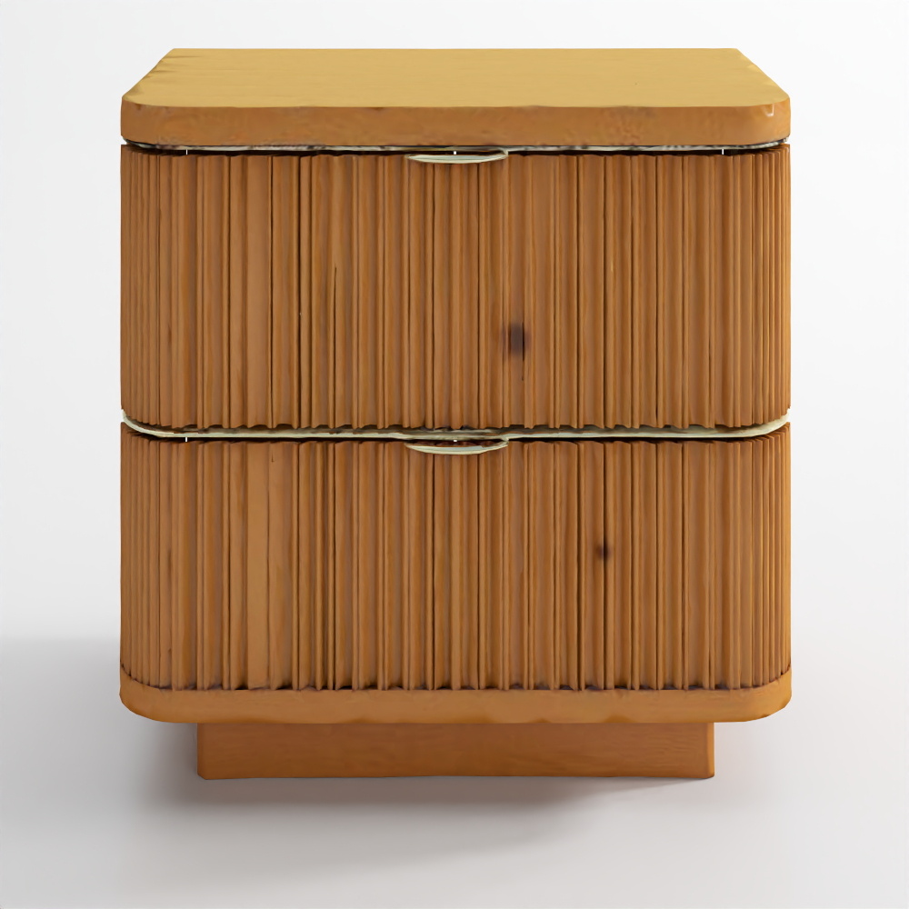 Davison Fluted Oak 2-Drawer Nightstand