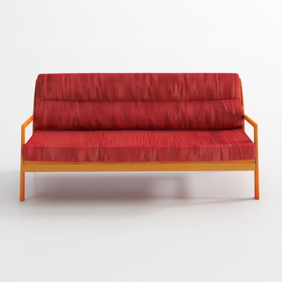Retro Red Sofa 3D model with Cozy Vintage Style