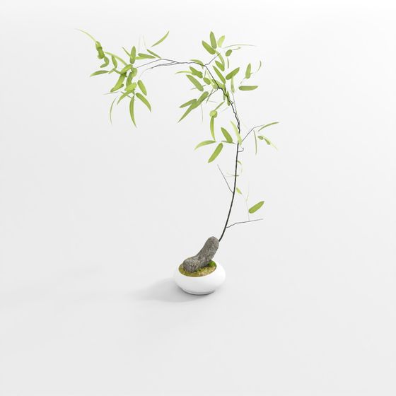 Natural Essence Low-Poly Plant Sculpture 3D model