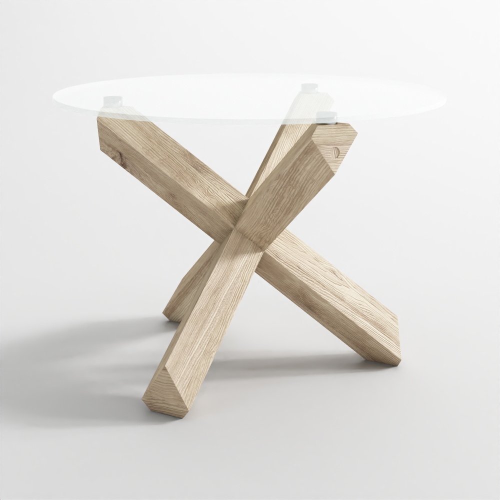 Lotus Glass Top Coffee Table with Solid Oak Legs