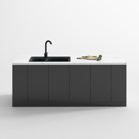 Elegant Kitchen Island 3D model with Marble Top