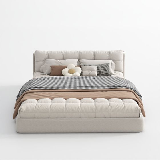 Elegant Low-Polygon Bed 3D model for Modern Interiors