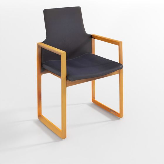 Minimalist Chair with Wood Frame and Leather Upholstery 3D model