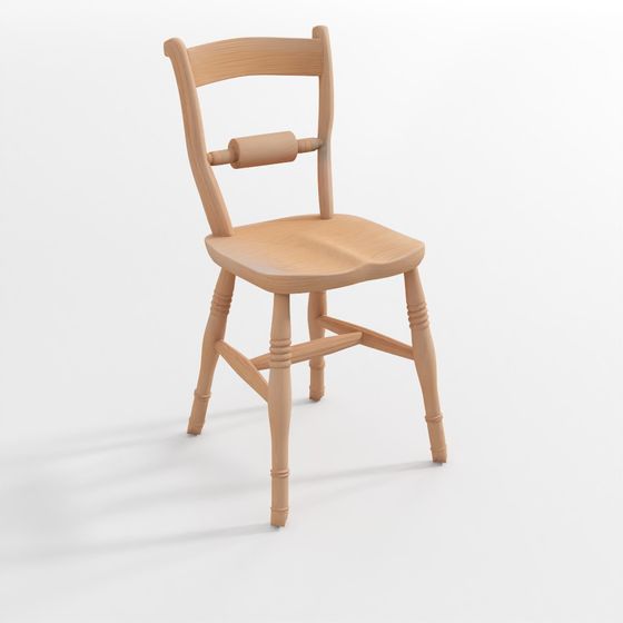 Rustic Country Chair 3D model with Natural Wood Finish