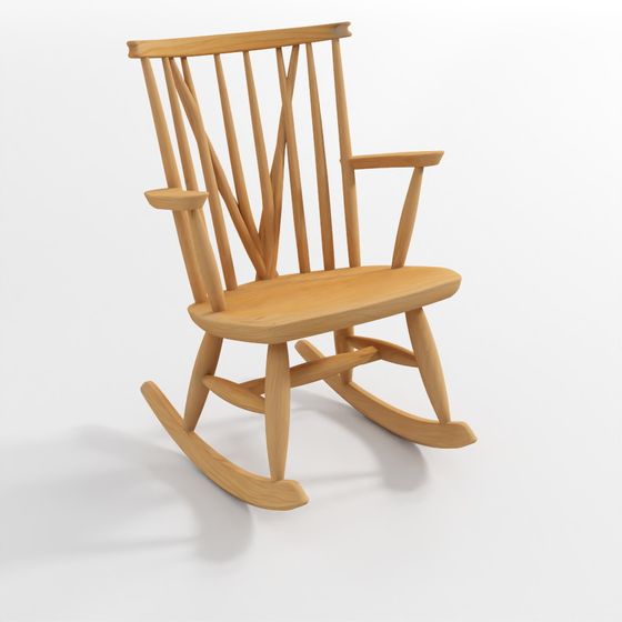 Mid-Century Modern Windsor Chair 3D model