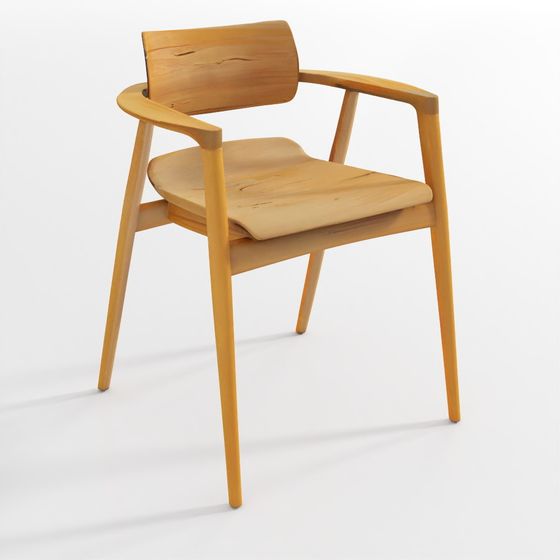 Rustic Wooden Chair 3D model with Natural Warmth