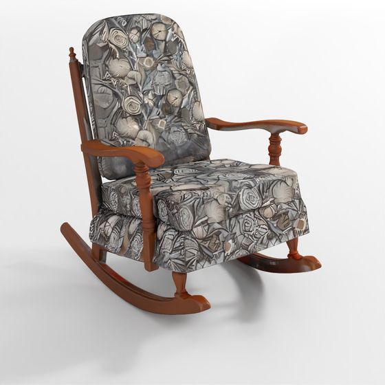 Floral Velvet Rocking Chair Textured Elegance 3D model