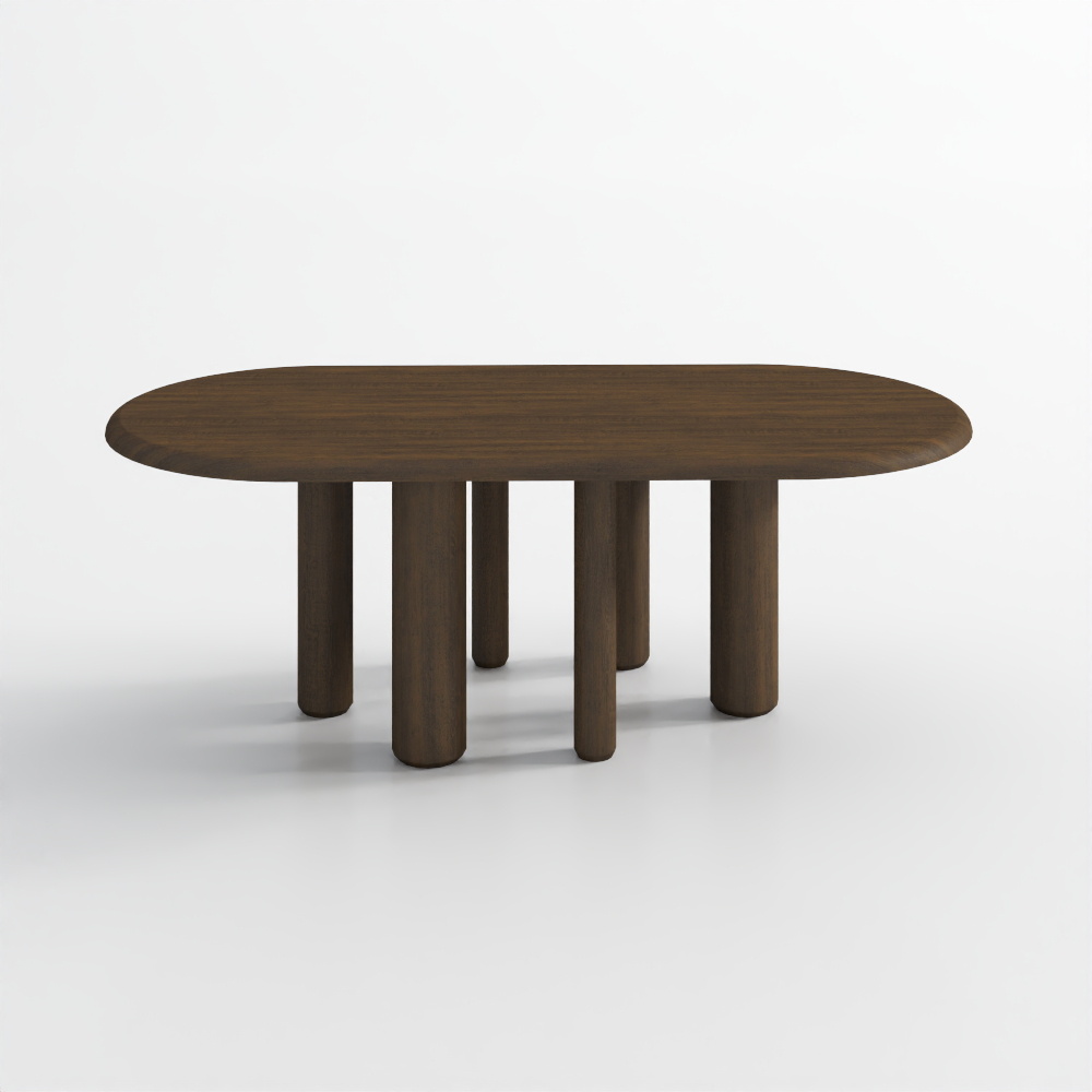 Mailen Oval Table in Ash Wood Veneer with Dark Finish