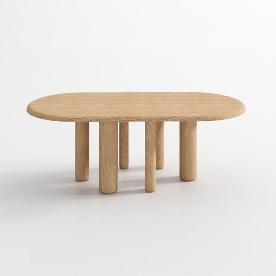 Mailen Oval Table in Ash Wood Veneer with Natural Finish