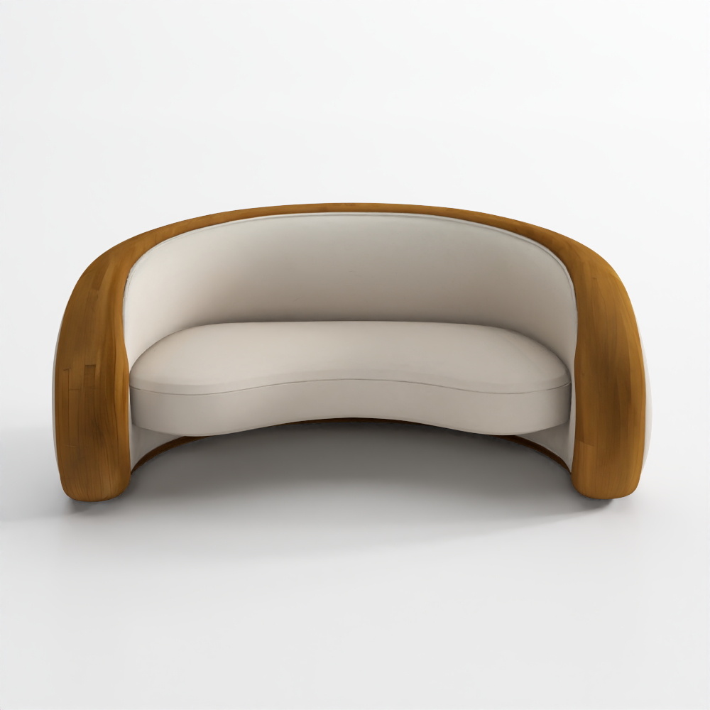 Sculpted Wood Loveseat Closed Back