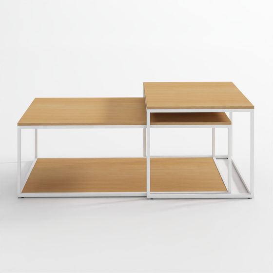 Yoana Set of 2 Nesting Coffee Tables in Oak