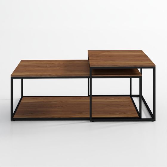 Yoana Set of 2 Nesting Coffee Tables in Walnut