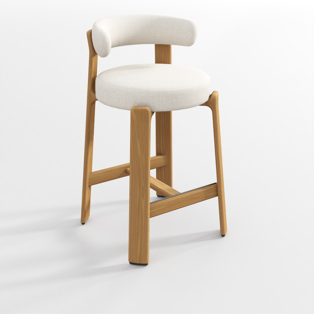 Granite Stool in Beige, Natural Finish