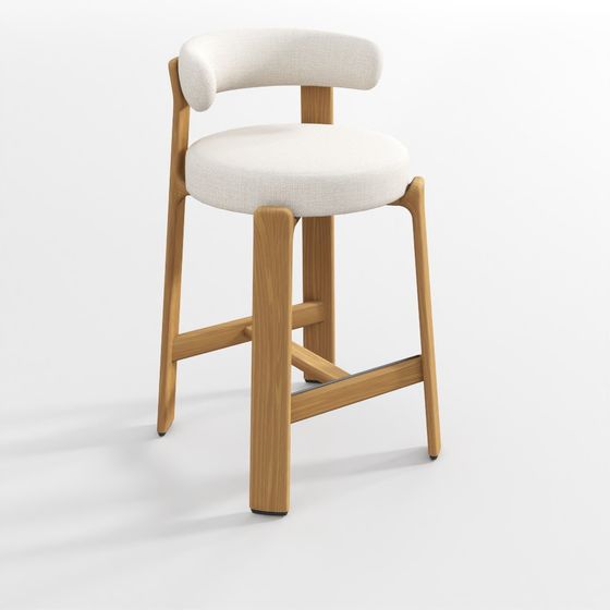 Granite Stool in Beige, Natural Finish