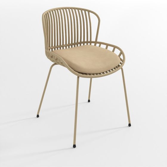 Surpik chair with steel legs in beige finish