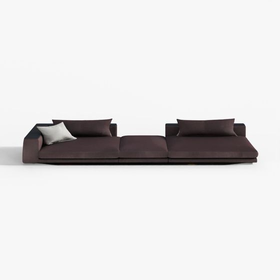 Modular Sofa Modern Brown I-shape 3D model
