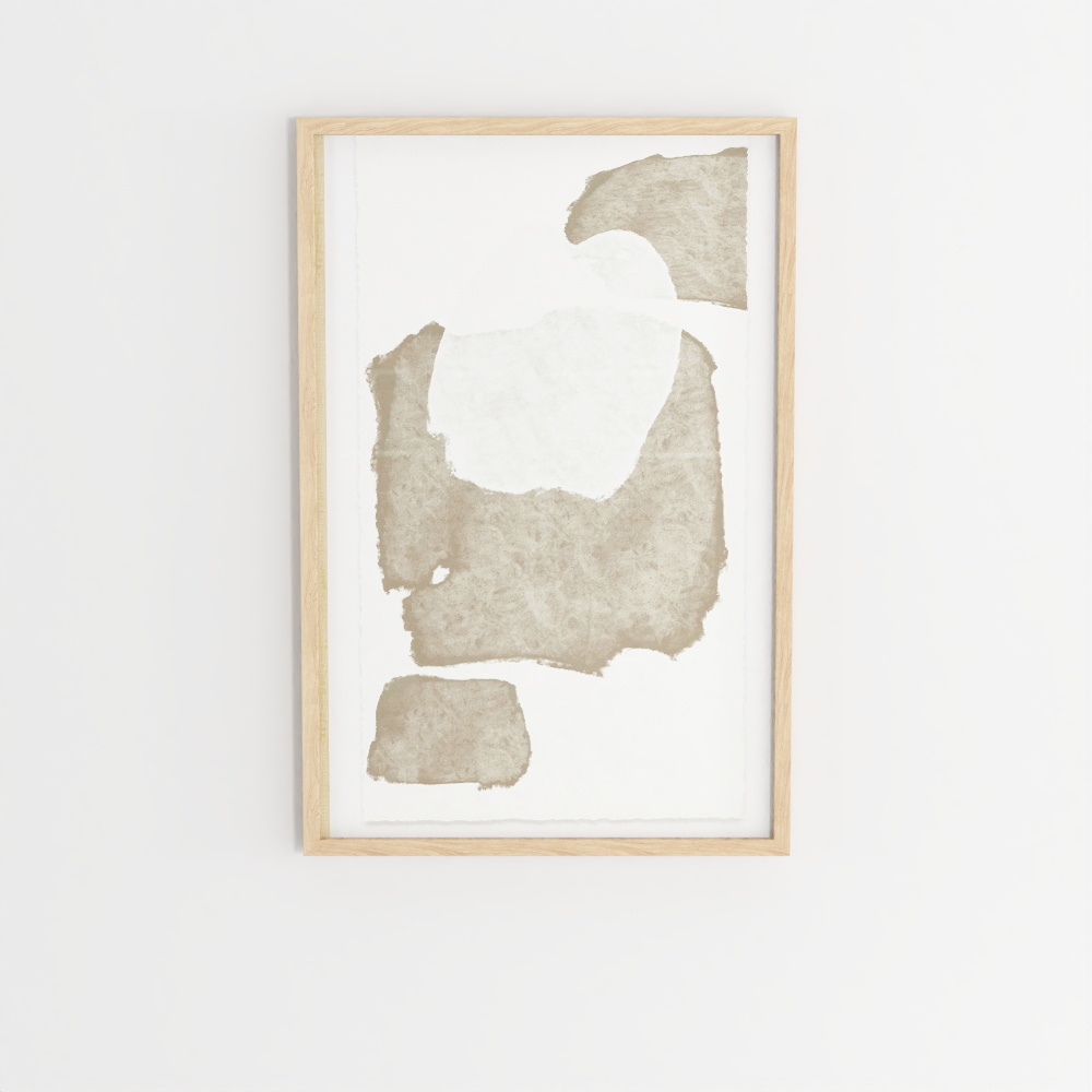 Torroella Abstract Painting in White and Brown