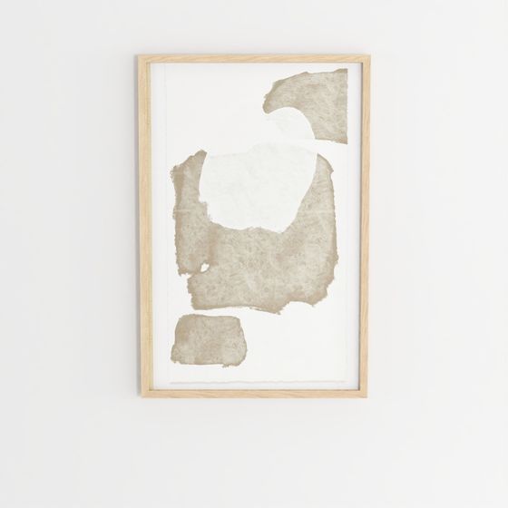 Torroella Abstract Painting in White and Brown
