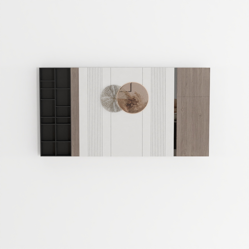 Modern Living & Dining Room Feature Wall with Cabinets