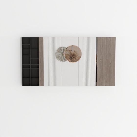 Modern Living & Dining Room Feature Wall with Cabinets