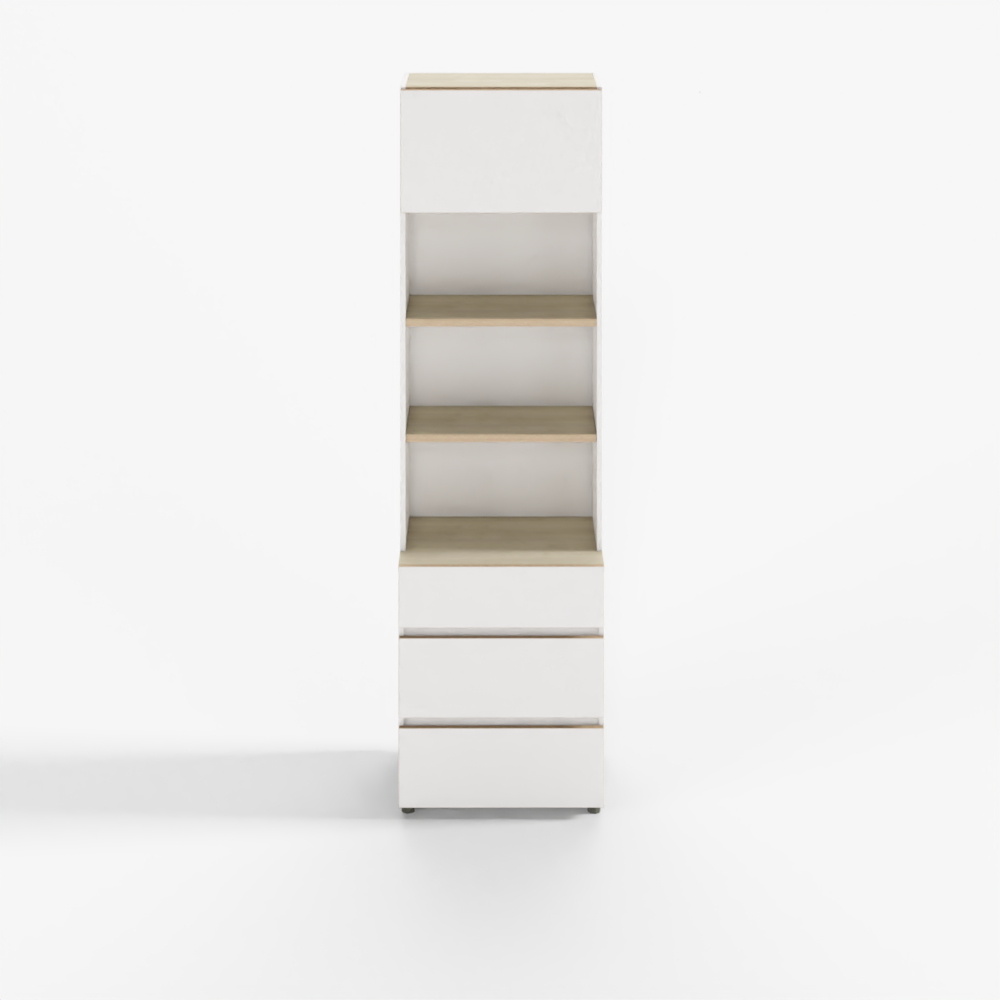 Desker W600 6-tier wooden bookcase with drawers and top door-OSWW