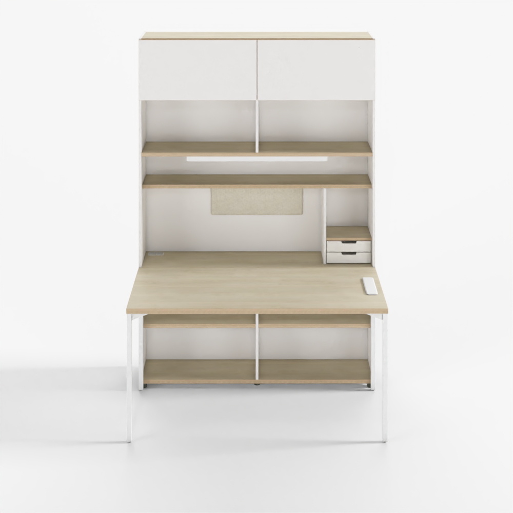 Desker W1400 6-tier desk set with power outlet (lighting, top door)-OSWW