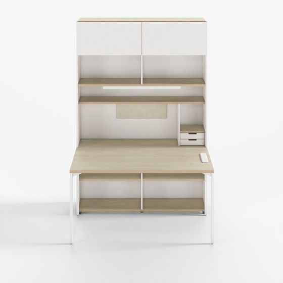 Desker W1400 6-Tier Desk Set with Power Outlet (Lighting, Top Door) - OSWW