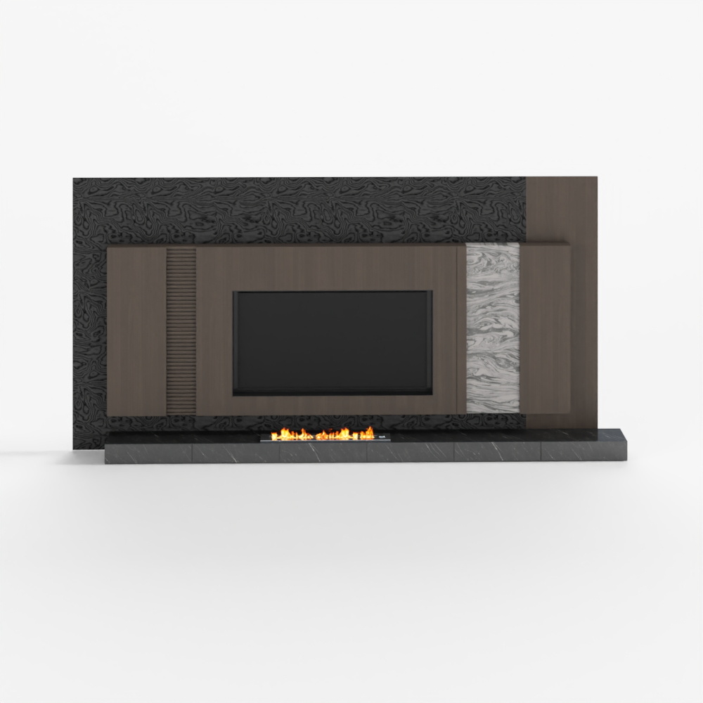 Parete Caratteristica per Soggiorno e Sala da Pranzo Stile Italiano Moderno