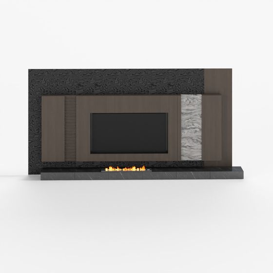 Parete Caratteristica per Soggiorno e Sala da Pranzo Stile Italiano Moderno