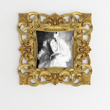 Golden Elegance Frame 3D Model – Baroque Low-Poly Design