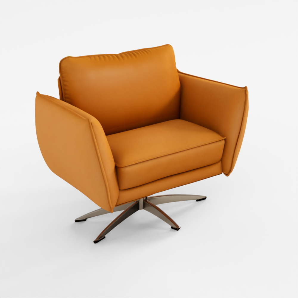 Sofa da tự nhiên 1 chỗ màu nâu da bò Hyundai Livart