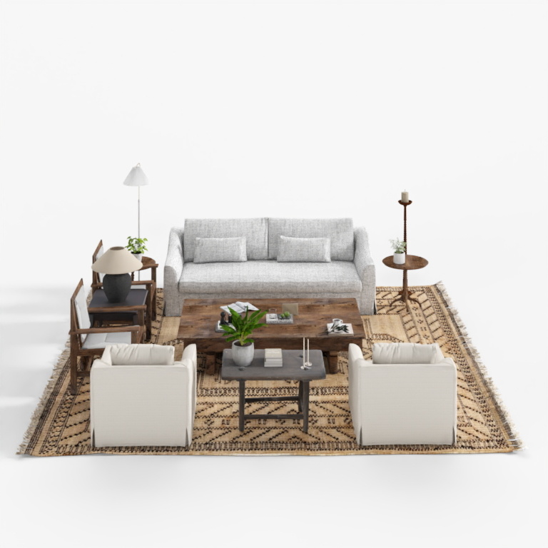 Set Tappeto per Soggiorno Francese Metà Secolo