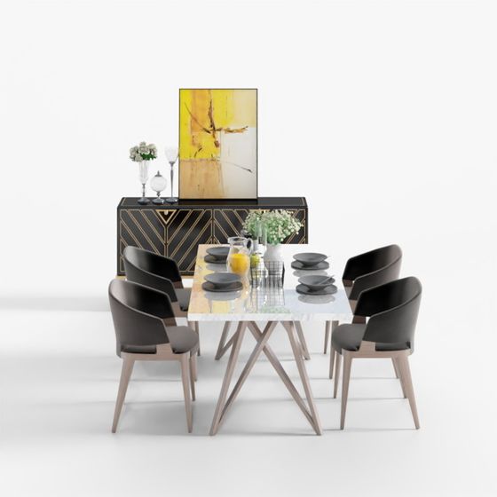 Contemporary Dining Set 3D model