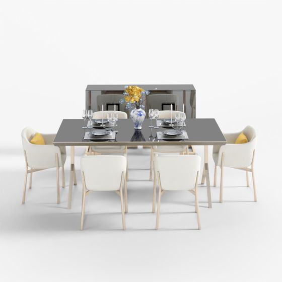 Minimalist Dining Set 3D model for Contemporary Spaces