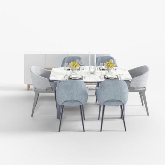 Urban Chic Dining Table and Chair Set 3D Model