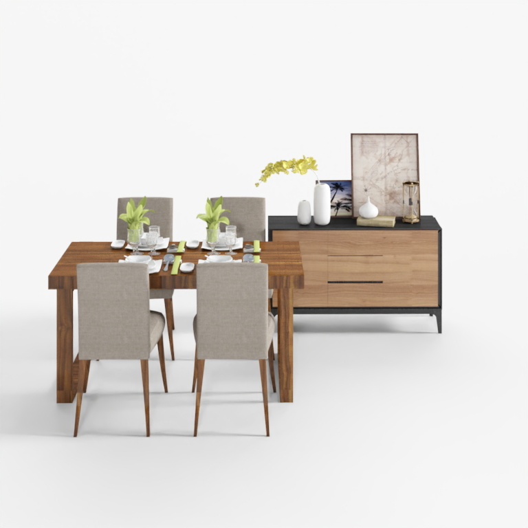 Nordic solid wood dining table and chairs combination