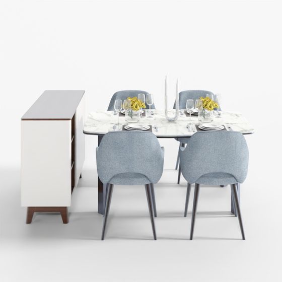 Nordic Dining Table and Chair Set 3D model