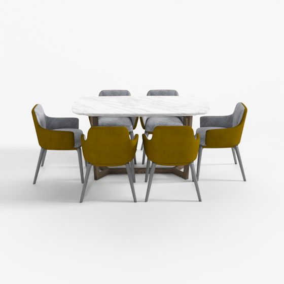 Modern Minimalist Dining Table and Chair Set 3D model