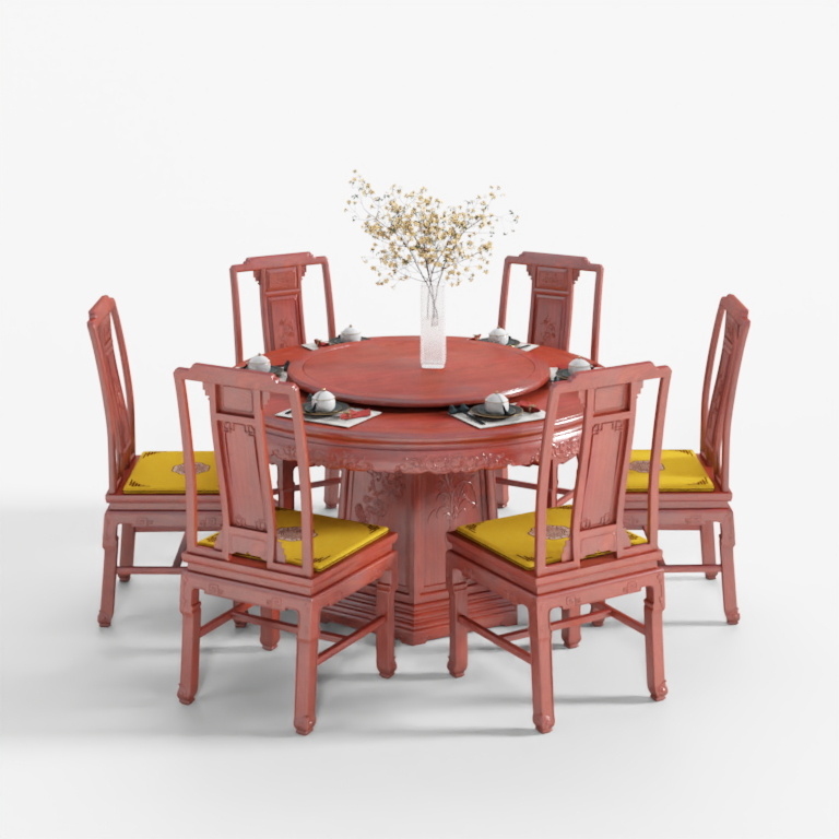 Mastercraft Hongmu Dining Table 803 Abundant Blessings with 301-D Dining Chairs