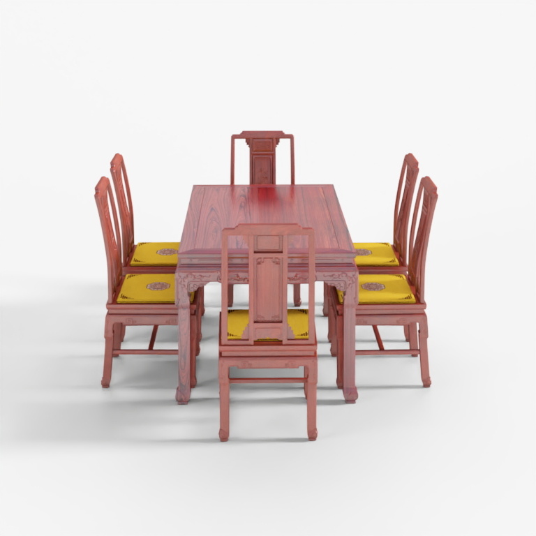 Mastercraft Hongmu Dining Table Micro Concave 301 Birds Singing in Flowers Set