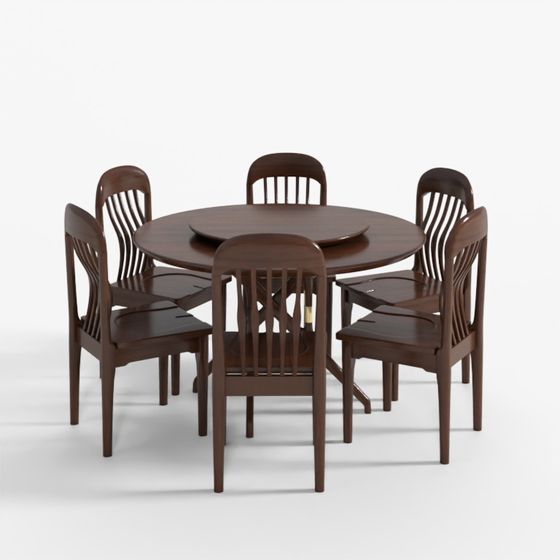 Brown Dining Table Set 3D Model for Gathering Spaces