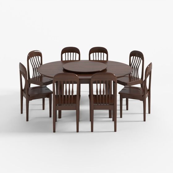 Brown Dining Table Set 3D Model