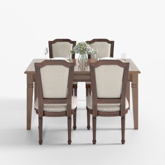 Classic Wooden Dining Set 3D model for Interiors
