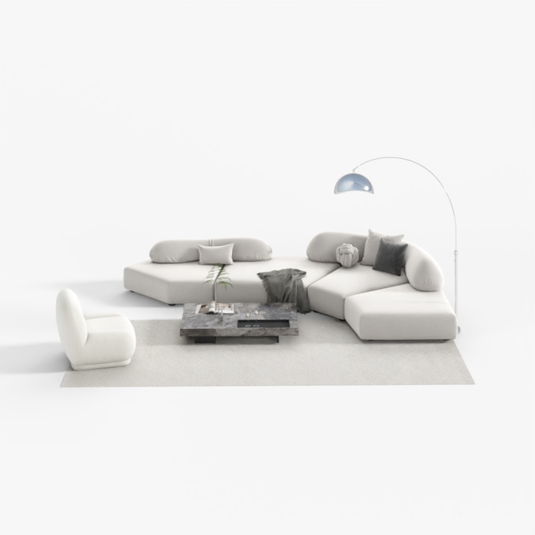 Italian Minimalist Curved Multi-Seat Sofa
