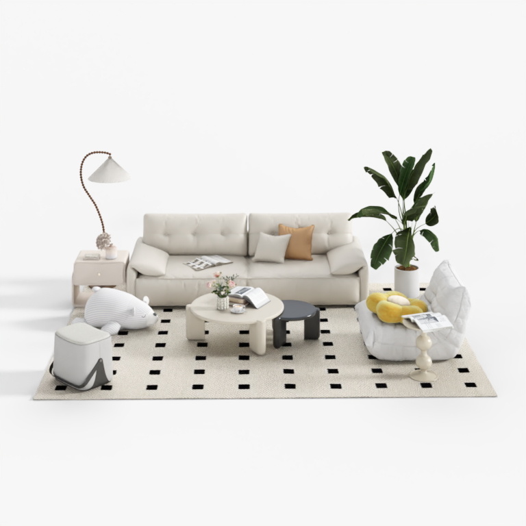 Cream-Style Multi-Seat Sofa