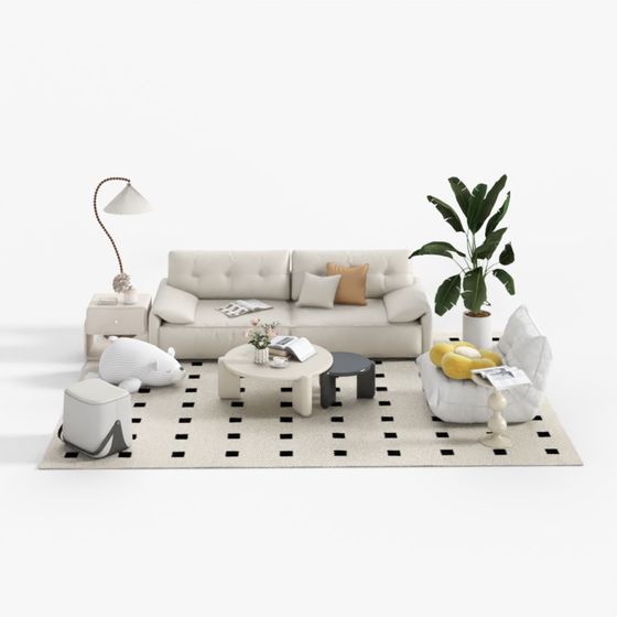 Cream-Style Multi-Seat Sofa